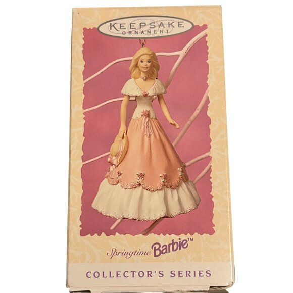 1997 Hallmark Keepsake Ornament Springtime Barbie Collectors Series Pink & White - Picture 1 of 2